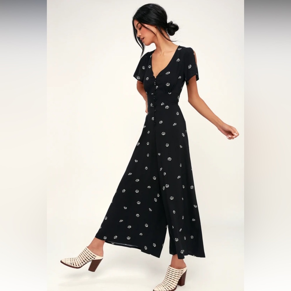 Shannon Black Floral Print Wide-Leg Jumpsuit